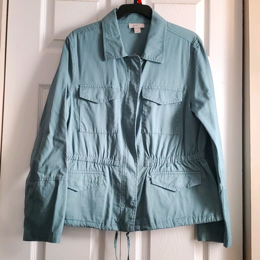LOFT jacket sz L Blue/green utility/military style